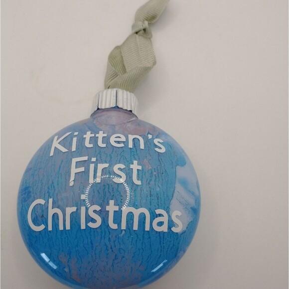 Ornament Kitten's First Christmas Decorations Plastic Bulb Hand Made - Picture 1 of 8